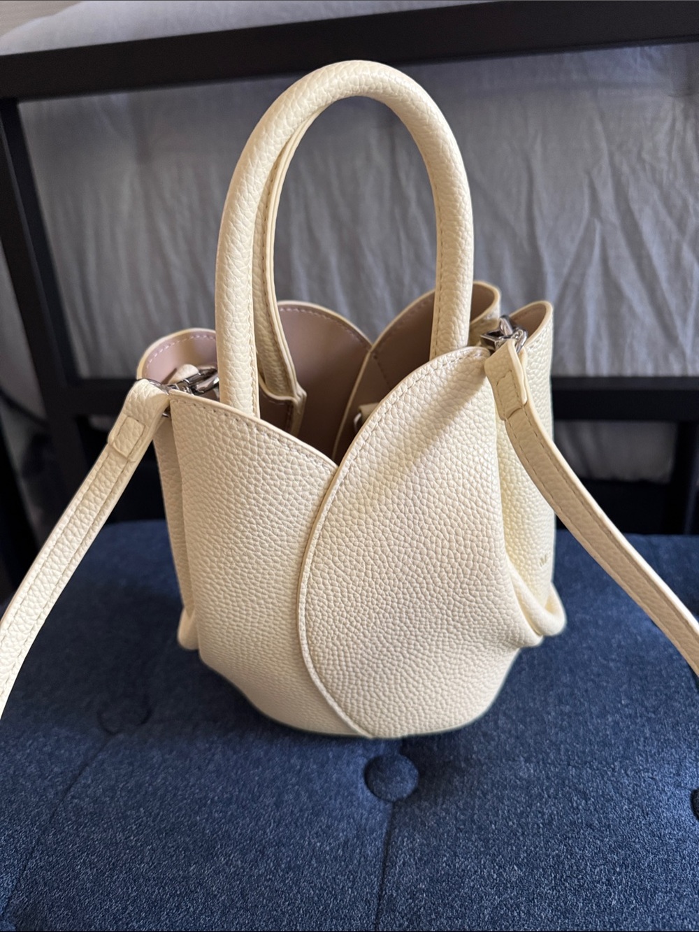 Melie Bianco Pale Yellow Mini Tulip Tote with Detachable Strap